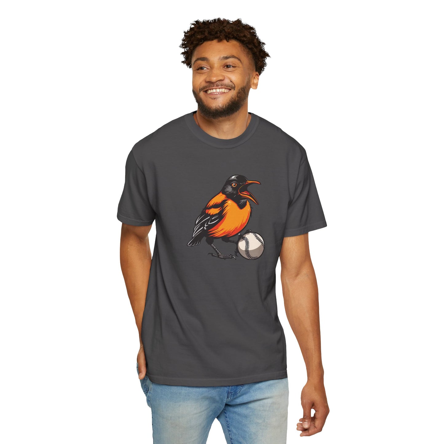 Angry Baltimore Oriole Baseball Mascot Tee — Custom Lastname & Number T-Shirt