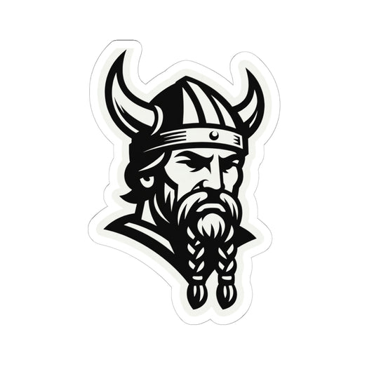 Vintage Viking Mascot Logo Kiss-Cut Sticker — Norse Warrior Decal for Laptops & Gear
