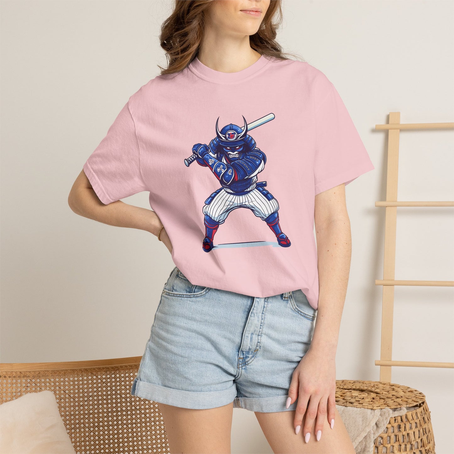 Baseball Samurai in Pinstripes T-shirt — Batter Graphic Tee