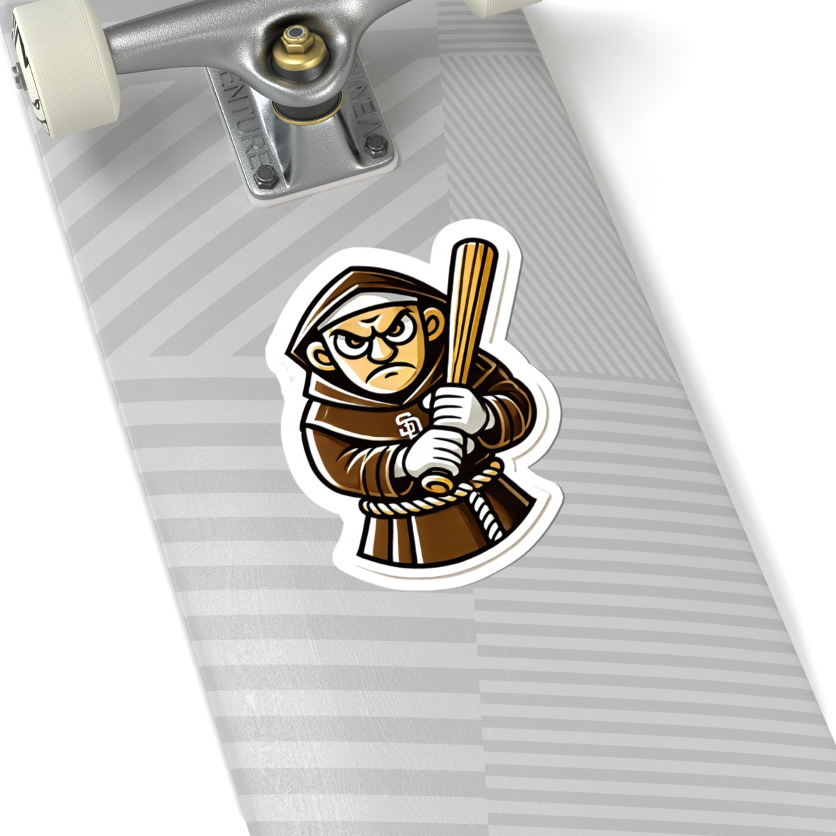 Angry Padre Baseball Friar Kiss-Cut Vinyl Sticker | Bold Mascot Decal