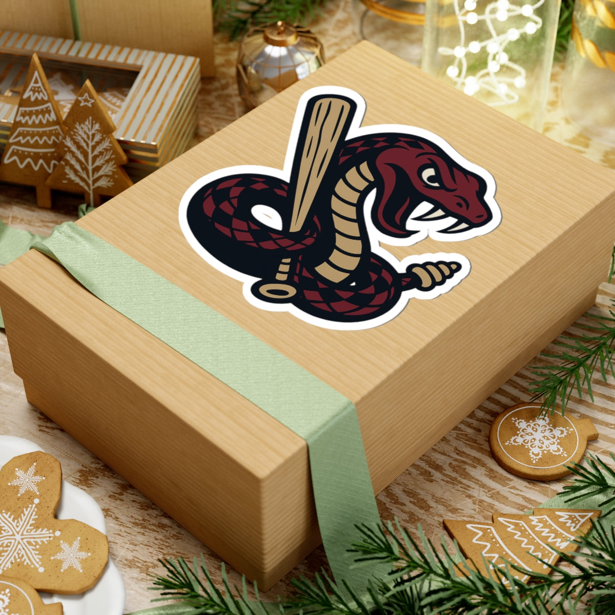 Rattlesnake Baseball Mascot Sticker - Retro Snake Batter