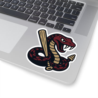 Rattlesnake Baseball Mascot Sticker - Retro Snake Batter