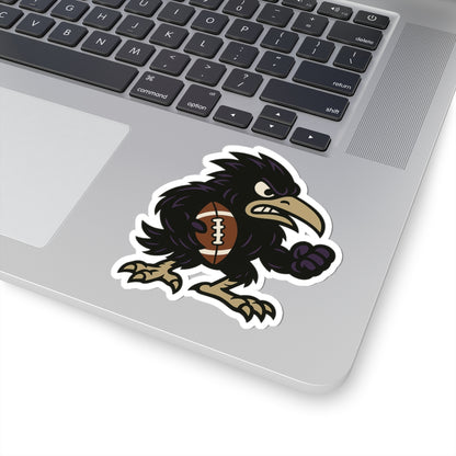 Raven Football Mascot Kiss-Cut Sticker — Tough Team Spirit Laptop Decal