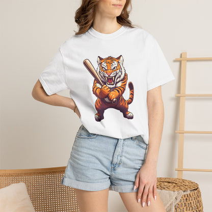Tiger with Baseball Bat T-Shirt — Fierce Sports Mascot Graphic Tee
