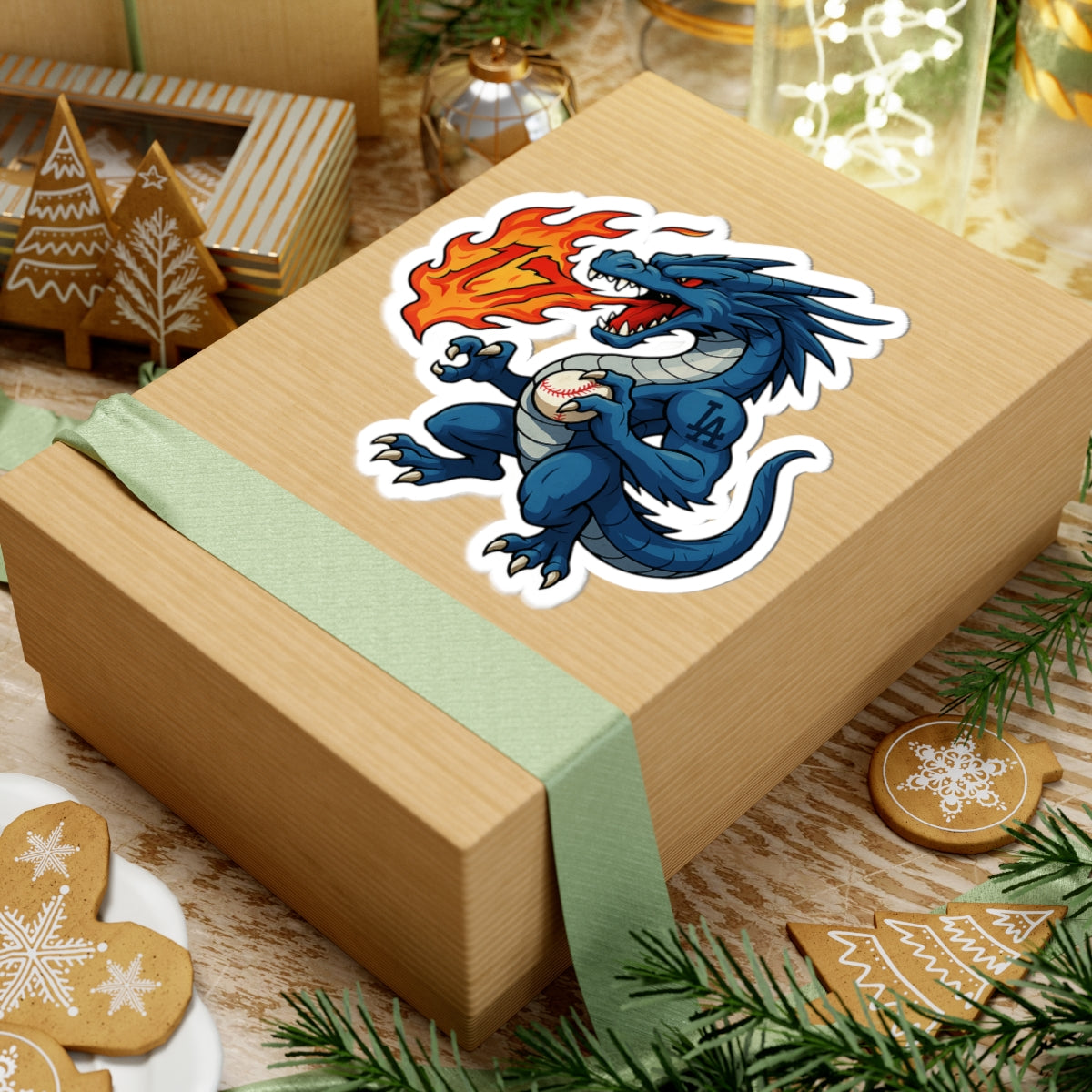 LA Baseball Dragon Mascot Sticker - Fierce Fire Dragon