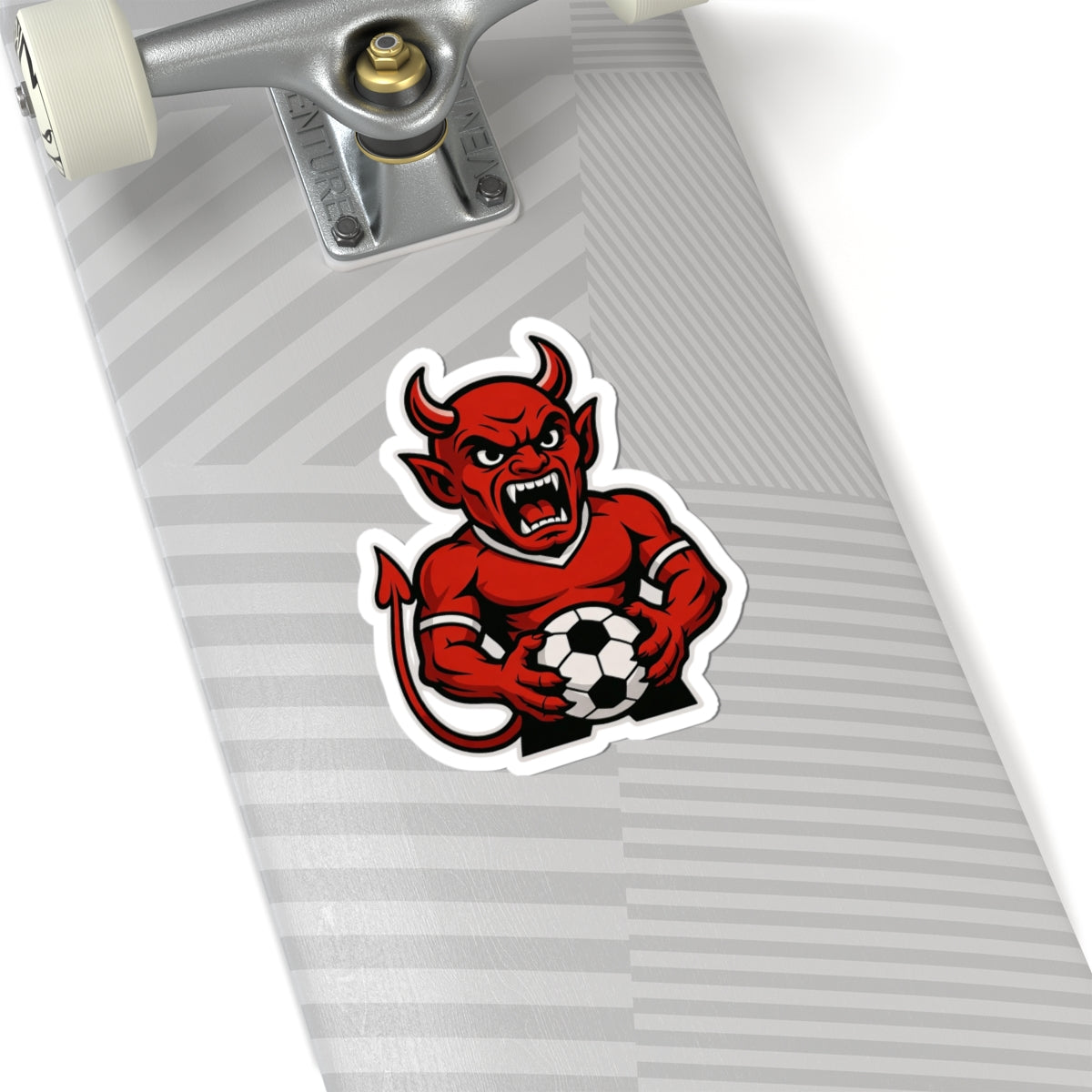 Devil Soccer Mascot Sticker — Red Devil Futbol Kiss-Cut Decal