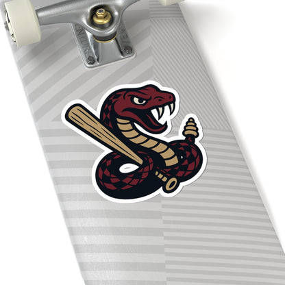 Rattlesnake Baseball Mascot Sticker - Retro Snake Batter