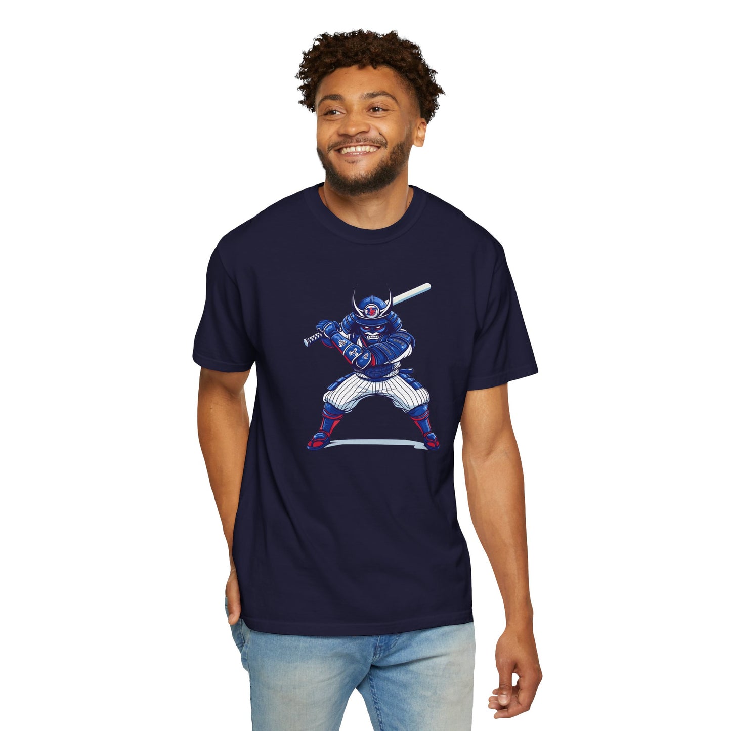 Baseball Samurai in Pinstripes T-shirt — Batter Graphic Tee
