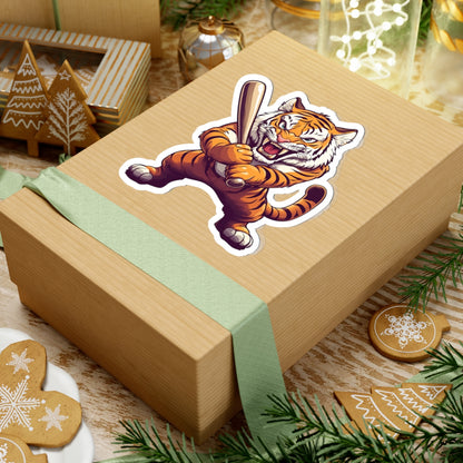 Angry Tigers Baseball Mascot Sticker — Fierce Mascot Kiss-Cut Vinyl Sticker