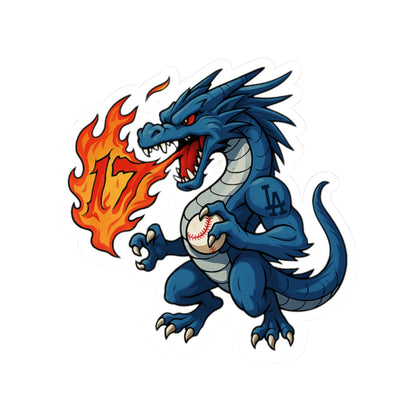 LA Baseball Dragon Mascot Sticker - Fierce Fire Dragon