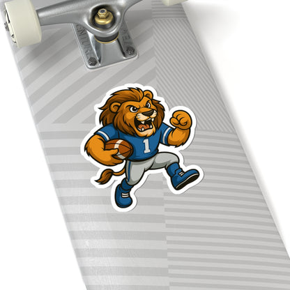 Lion Football Player Sticker — Fierce Mascot Kiss-Cut Decal for Laptops & Gear