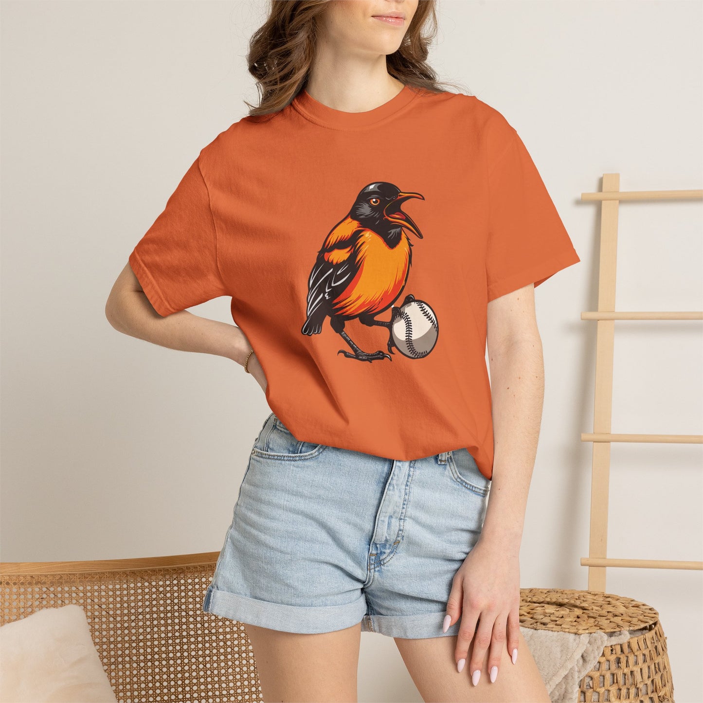 Angry Baltimore Oriole Baseball Mascot Tee — Custom Lastname & Number T-Shirt