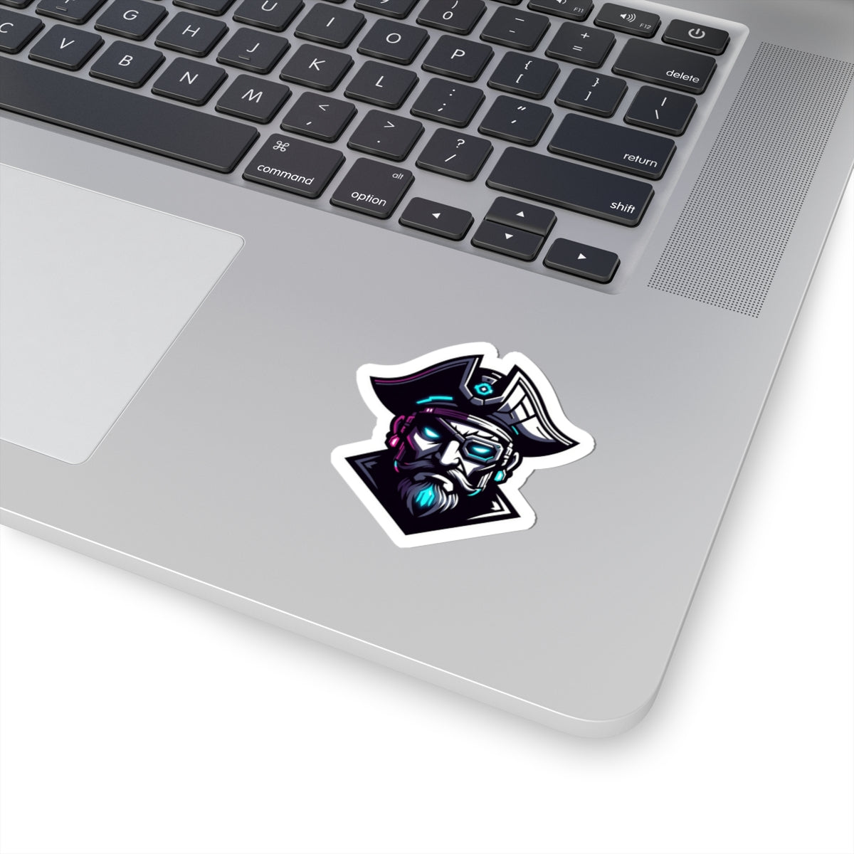 Cyber Pirate Mascot Logo Sticker — Futuristic Pirate Sticker for Laptops, Consoles & Gear