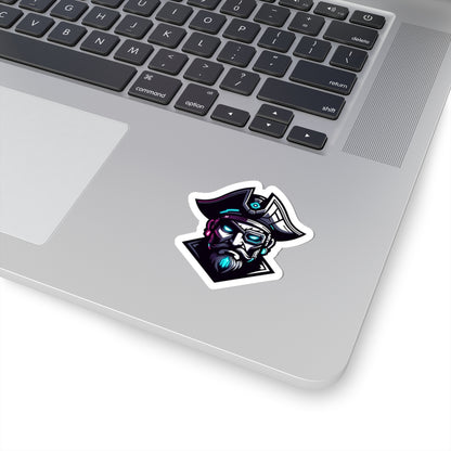 Cyber Pirate Mascot Logo Sticker — Futuristic Pirate Sticker for Laptops, Consoles & Gear