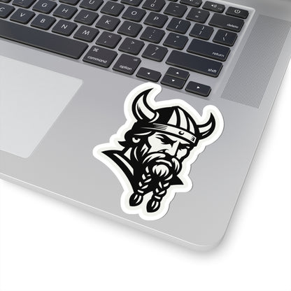 Vintage Viking Mascot Logo Kiss-Cut Sticker — Norse Warrior Decal for Laptops & Gear