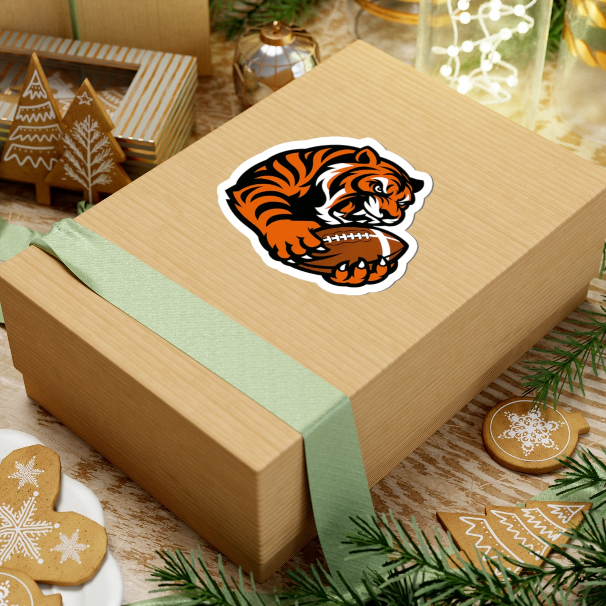 Bengal Tiger Football Mascot Sticker - Little League & Travel Team