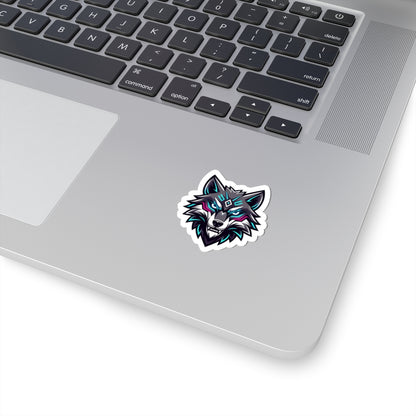 Neon Wolf Kiss-Cut Sticker — Cyber Wolf Laptop Decal