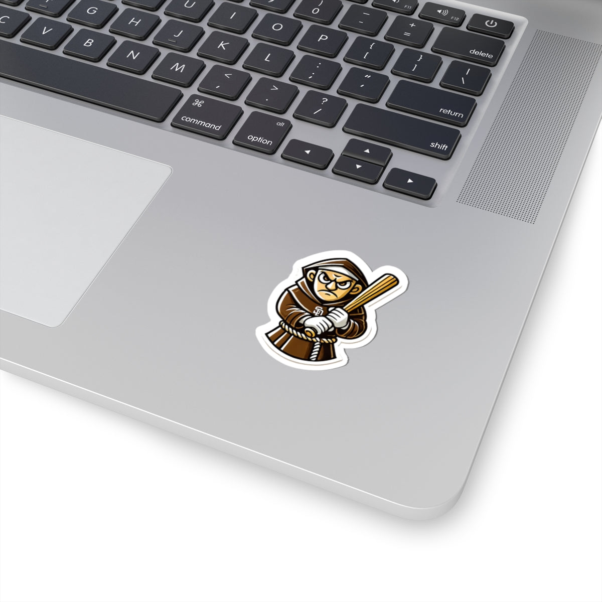Angry Padre Baseball Friar Kiss-Cut Vinyl Sticker | Bold Mascot Decal