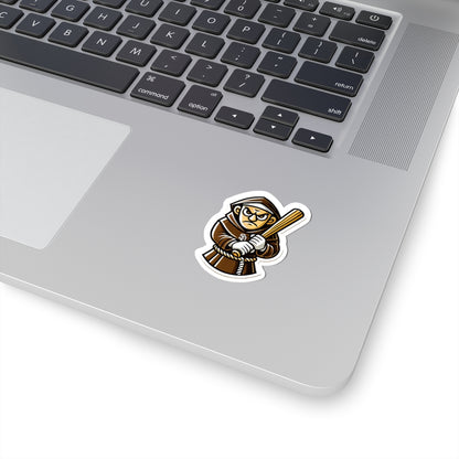Angry Padre Baseball Friar Kiss-Cut Vinyl Sticker | Bold Mascot Decal