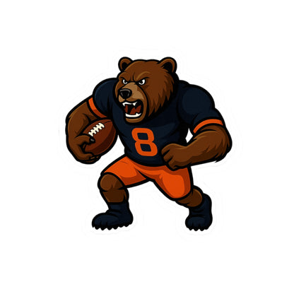 Charging Bear Football Mascot Kiss-Cut Vinyl Sticker | Bold Game-Day Decal