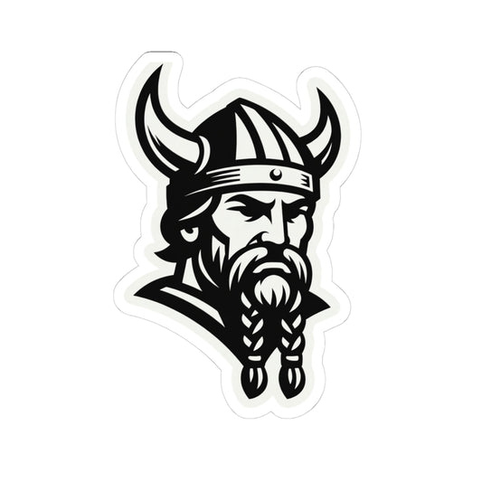 Vintage Viking Mascot Logo Kiss-Cut Sticker — Norse Warrior Decal for Laptops & Gear