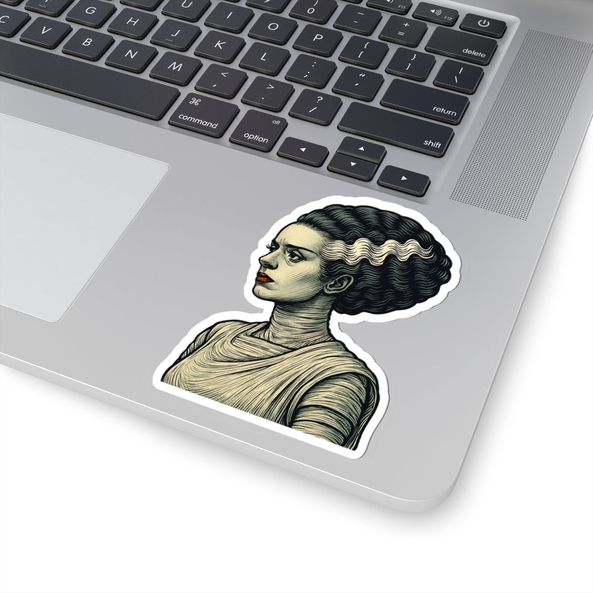 Bride of Frankenstein Portrait Sticker — Vintage Horror Kiss-Cut Decal