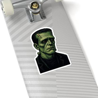 Frankenstein Monster Kiss-Cut Sticker — Retro Green Gothic Horror Decal