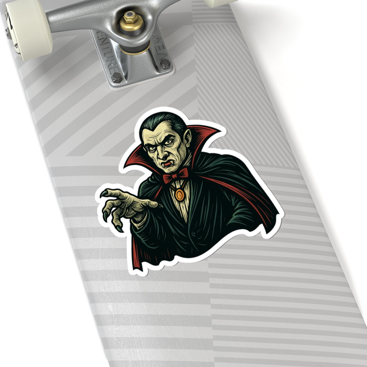 Vampire Dracula Kiss-Cut Sticker — Retro Horror Vampire Decal for Laptops & Halloween