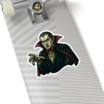 Vampire Dracula Kiss-Cut Sticker — Retro Horror Vampire Decal for Laptops & Halloween