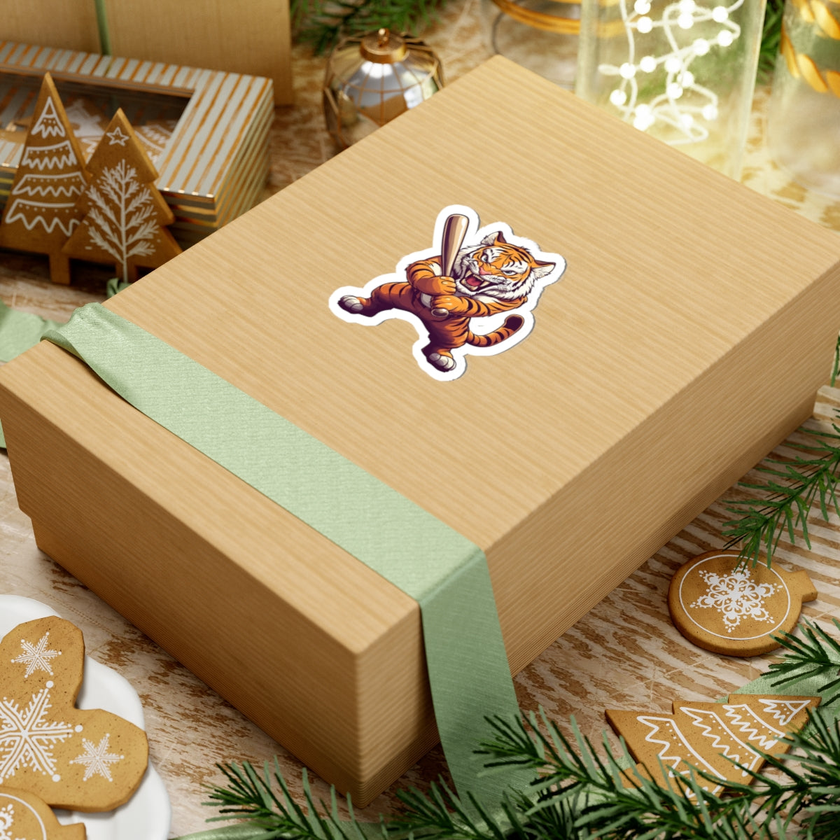 Angry Tigers Baseball Mascot Sticker — Fierce Mascot Kiss-Cut Vinyl Sticker