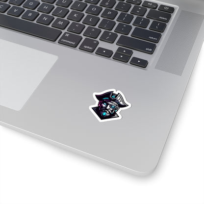 Cyber Pirate Mascot Logo Sticker — Futuristic Pirate Sticker for Laptops, Consoles & Gear