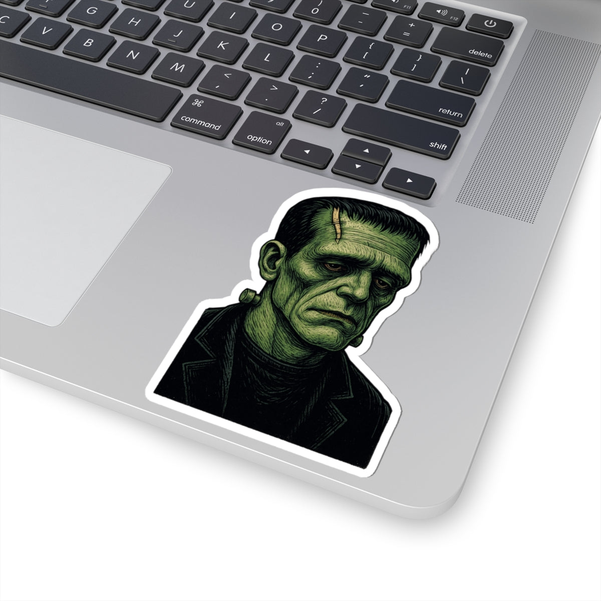 Frankenstein Monster Kiss-Cut Sticker — Retro Green Gothic Horror Decal