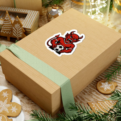 Devil Soccer Mascot Sticker — Red Devil Futbol Kiss-Cut Decal