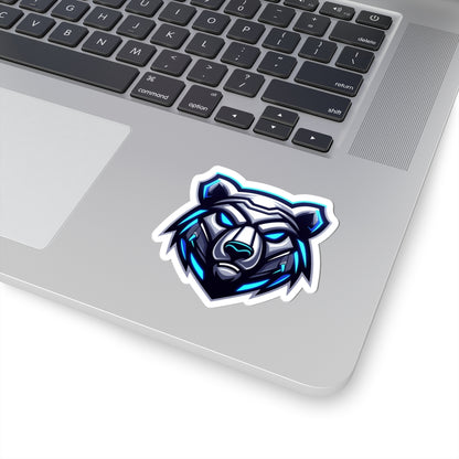 Cyber Ice Bear Kiss-Cut Sticker — Blue Neo Mascot Laptop Decal