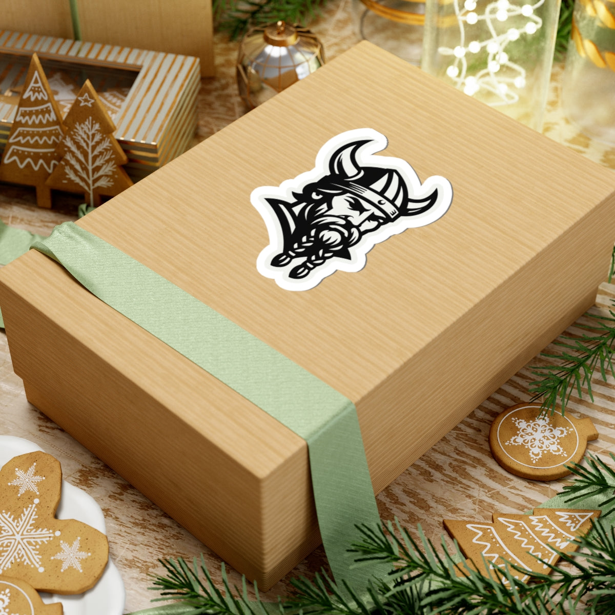 Vintage Viking Mascot Logo Kiss-Cut Sticker — Norse Warrior Decal for Laptops & Gear
