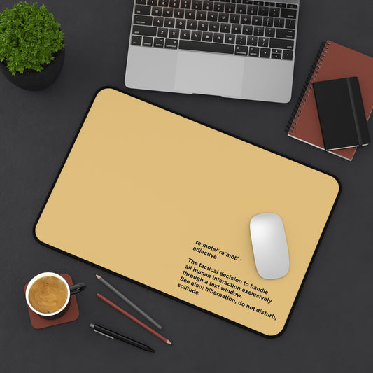 Desk Mat — "Remote" Definition Desk Mat (Minimalist Neutral Office Mouse Pad)