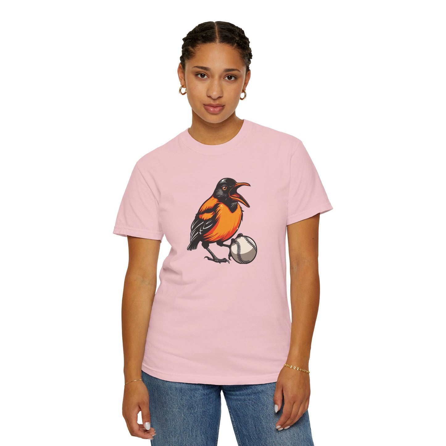 Angry Baltimore Oriole Baseball Mascot Tee — Custom Lastname & Number T-Shirt