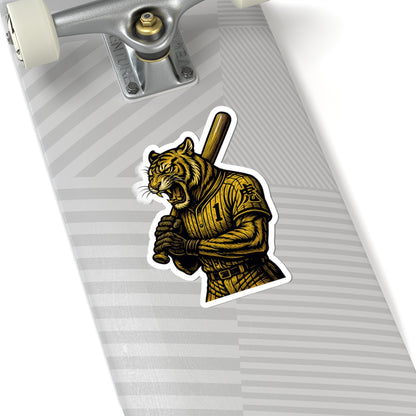 Japanese Tiger Baseball Mascot Sticker - Fierce Athletic Design