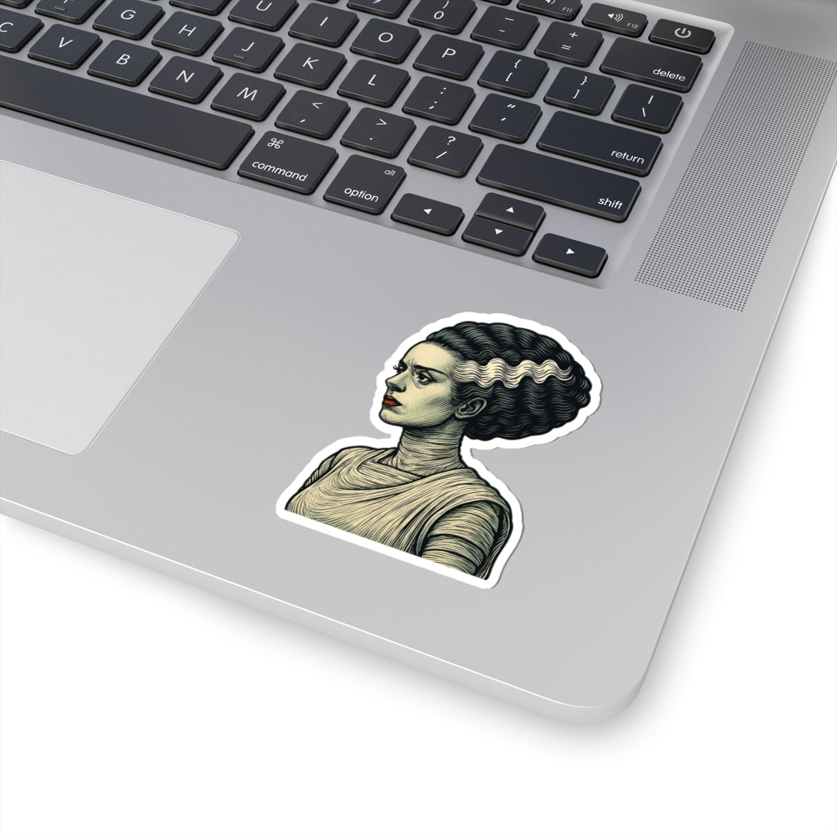 Bride of Frankenstein Portrait Sticker — Vintage Horror Kiss-Cut Decal