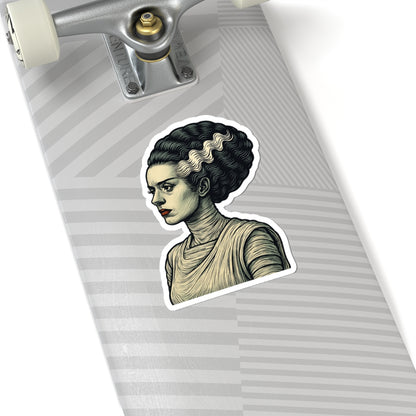 Bride of Frankenstein Portrait Sticker — Vintage Horror Kiss-Cut Decal