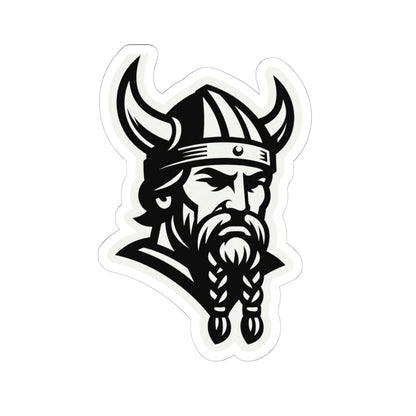 Vintage Viking Mascot Logo Kiss-Cut Sticker — Norse Warrior Decal for Laptops & Gear
