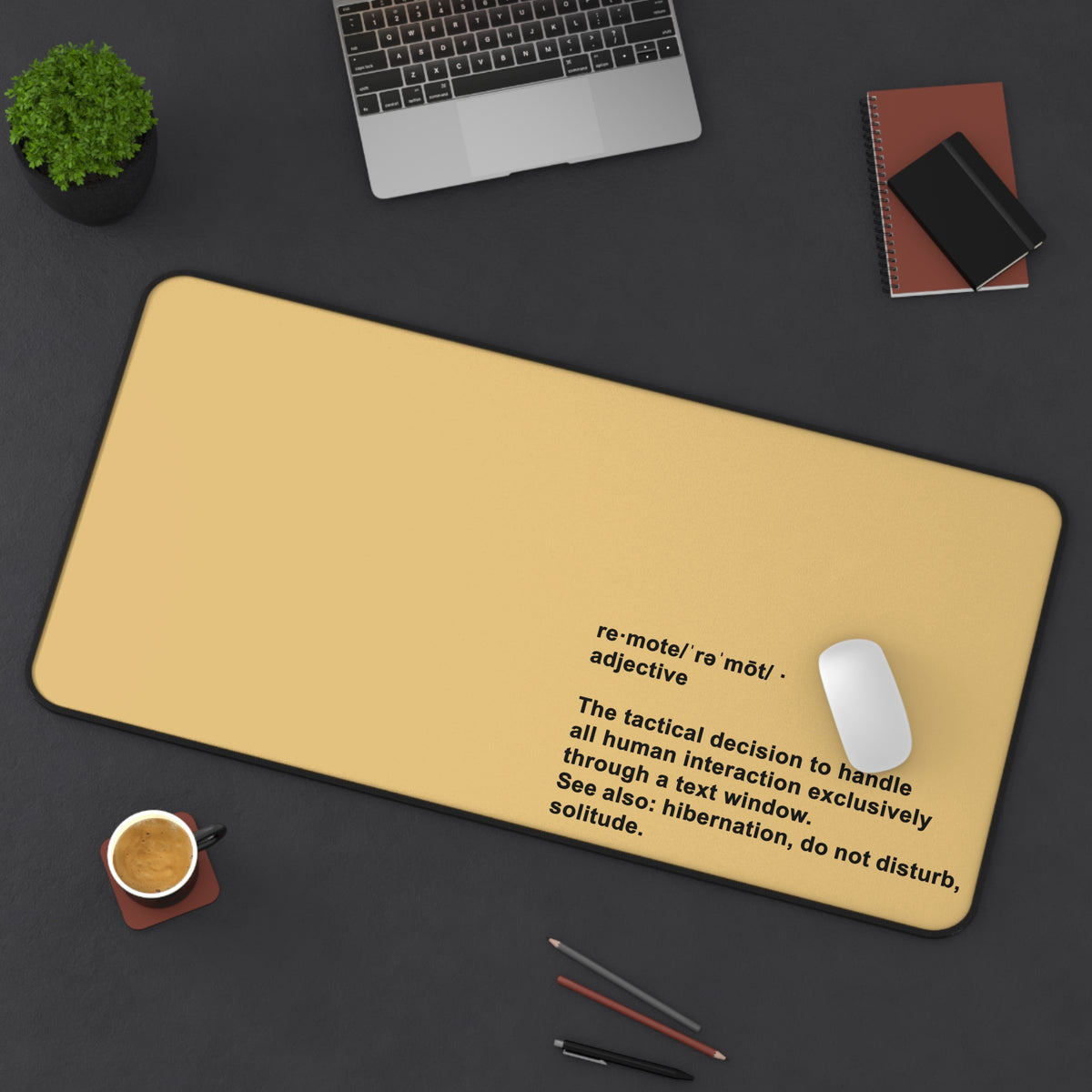 Desk Mat — "Remote" Definition Desk Mat (Minimalist Neutral Office Mouse Pad)