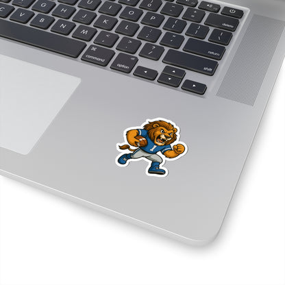Lion Football Player Sticker — Fierce Mascot Kiss-Cut Decal for Laptops & Gear