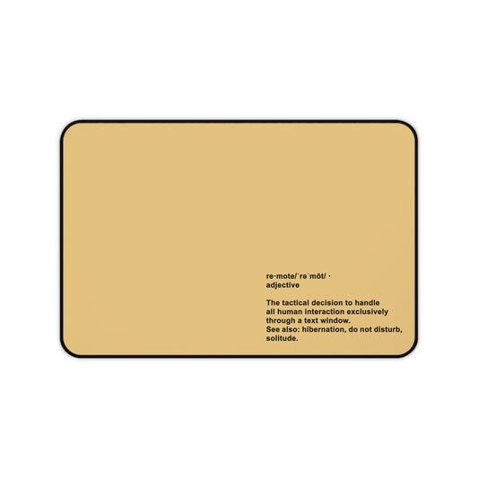 Desk Mat — "Remote" Definition Desk Mat (Minimalist Neutral Office Mouse Pad)