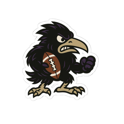 Raven Football Mascot Kiss-Cut Sticker — Tough Team Spirit Laptop Decal