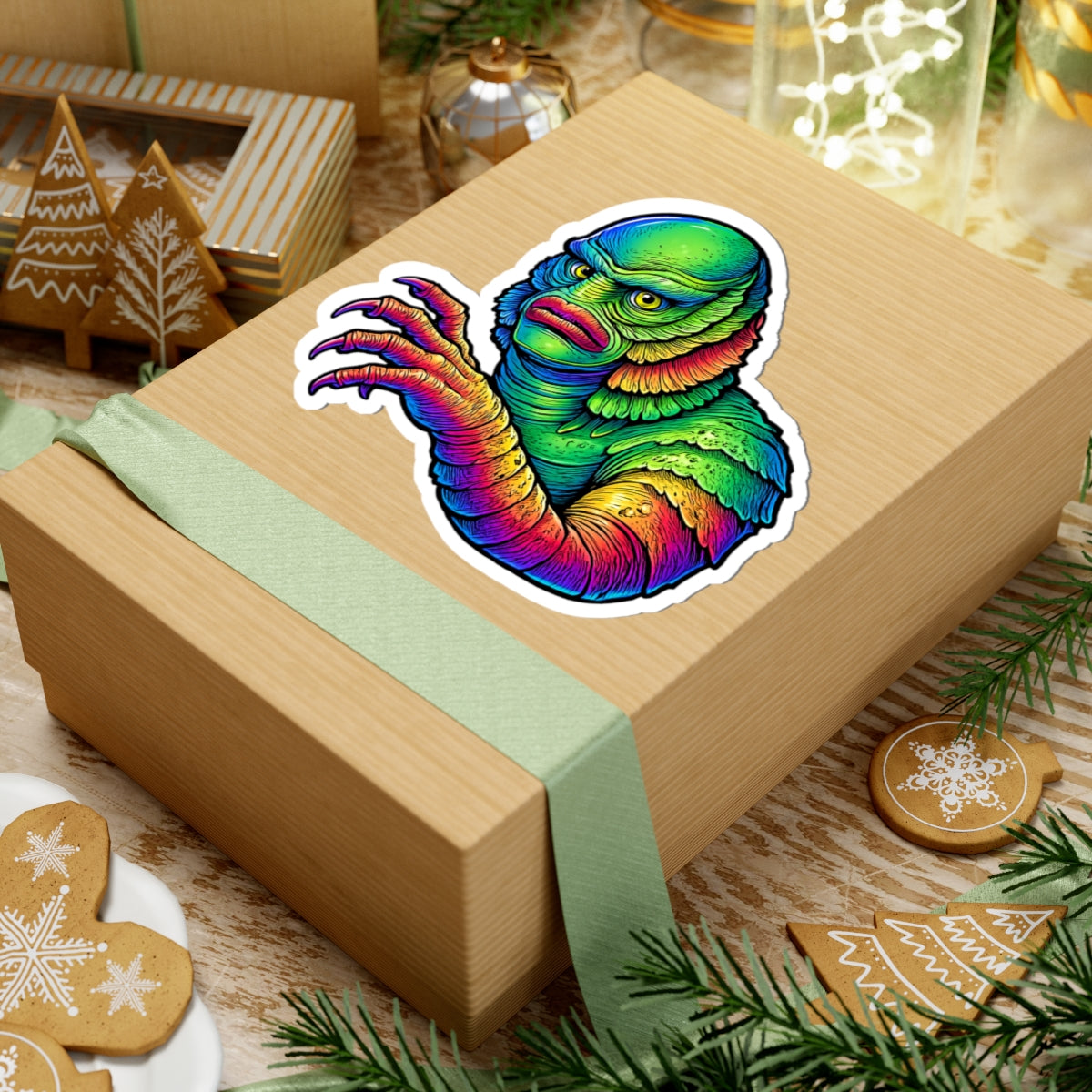 Creature From The Black Lagoon Kiss Cut Sticker. Universal Movie Monsters