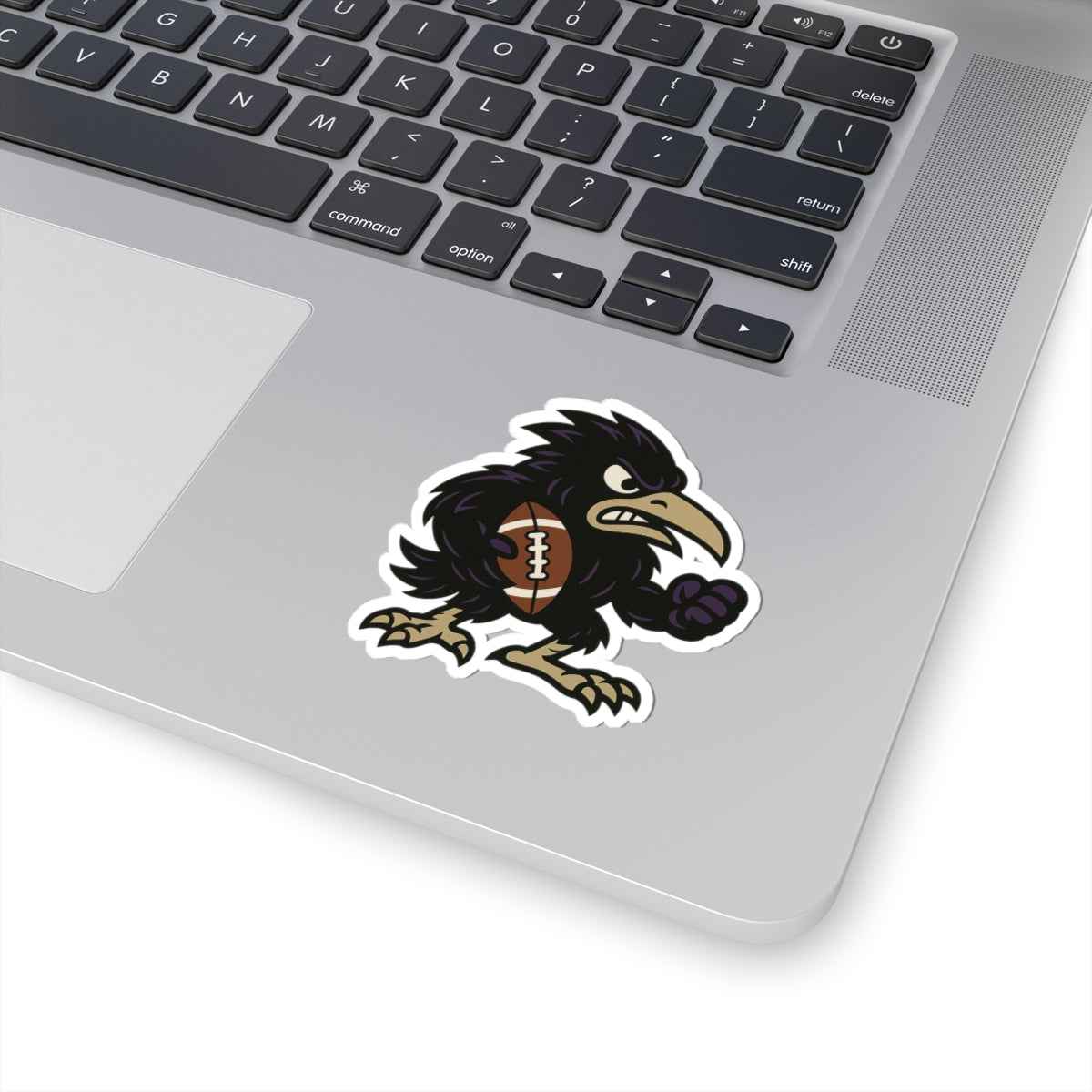 Raven Football Mascot Kiss-Cut Sticker — Tough Team Spirit Laptop Decal