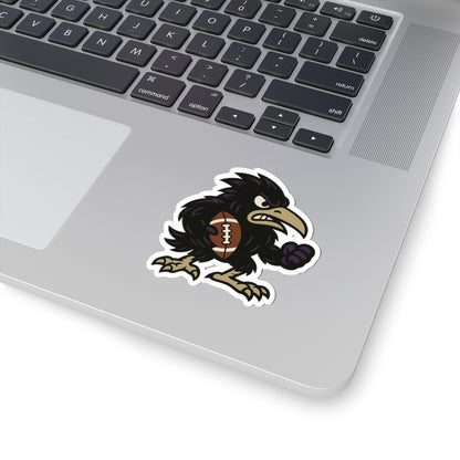 Raven Football Mascot Kiss-Cut Sticker — Tough Team Spirit Laptop Decal