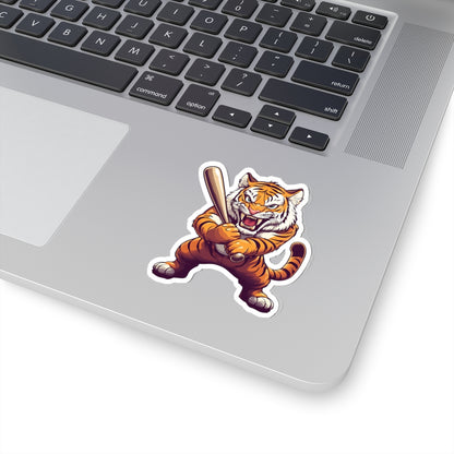 Angry Tigers Baseball Mascot Sticker — Fierce Mascot Kiss-Cut Vinyl Sticker