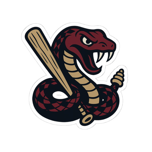 Rattlesnake Baseball Mascot Sticker - Retro Snake Batter